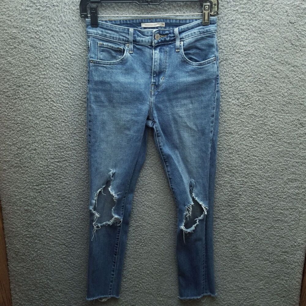 Levi Strauss Co. Women's 26 High Rise 721 Blue Skinny Jeans 26.5" 25.25" 9.5"